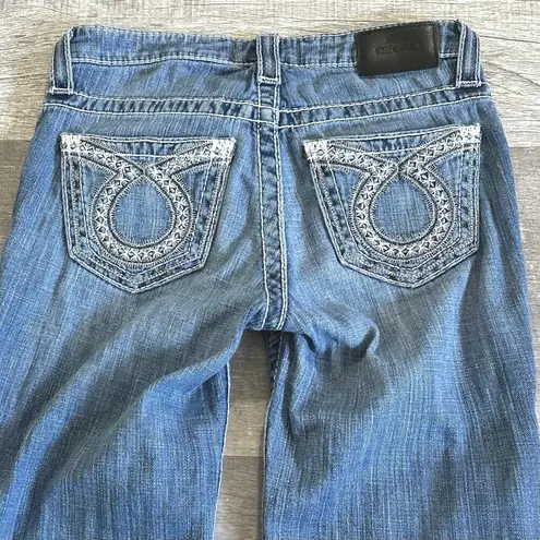 Big star  Remy Bootcut Light Wash Jeans Womens 25 (27X30.5) Low Rise Embroidery