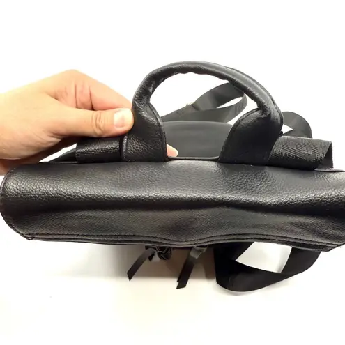 Botkier New York Black Nylon & Faux Leather Flap Backpack Purse Bag