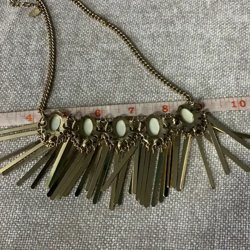 Etcetera ETC! Faux Yellow Opal and Rhinestone Fringe Bib Necklace