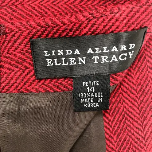 ELLEN TRACY LINDA ALLARD Wool Skirt Suit Women 14P Classic Business Ofice Retro Red Size 14