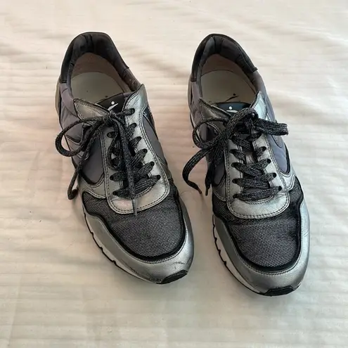 Voile Blanche leather nylon textile sneakers black silver Size 37 US 7