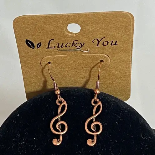 Music Lover Rose Colored Necklace Earring Set Pink