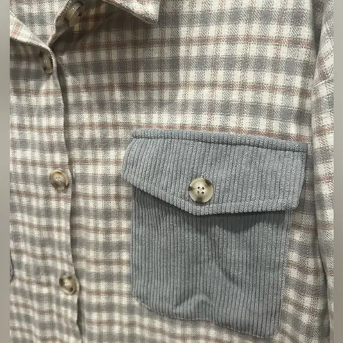 Oversized Flannel Shacket Blue Size M