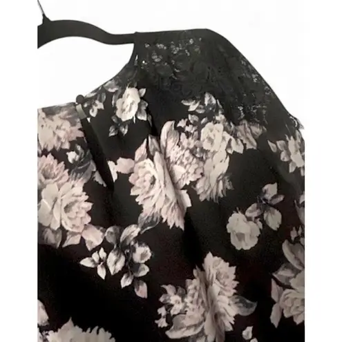 Bisou Bisou Michele Bohbot Black Floral Dress 8 Lace Elegant Romantic Chic Party