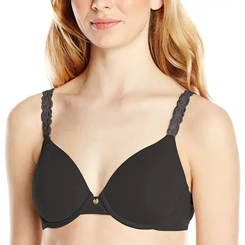 Natori Women's Pure Luxe Wireless Contour Underwire Bra Solid Black Size 36D - Image 1