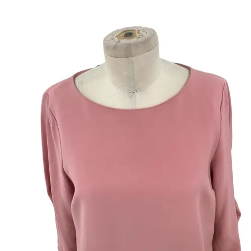 Lafayette 148 New York Pink Rosette Caddie Finesse Crepe Shift Dress Size Medium