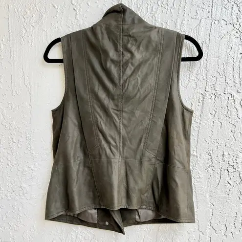 Vince  100% Leather Military Moto Vest Jacket Olive Green Women's Size XS