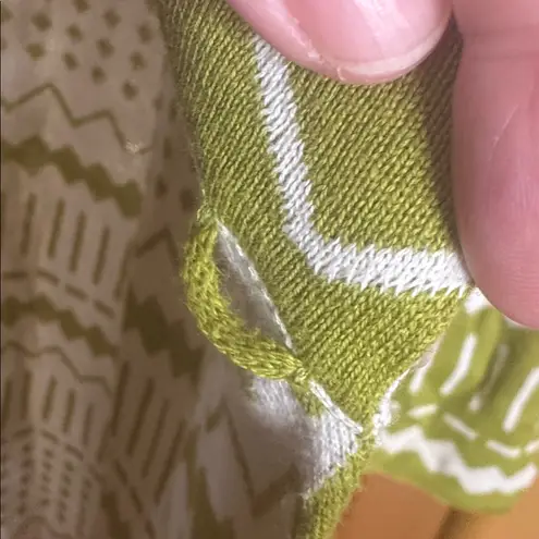 Gudrun Sjöden Elsie Knitted Coat Olive Green White Size Small Oversized