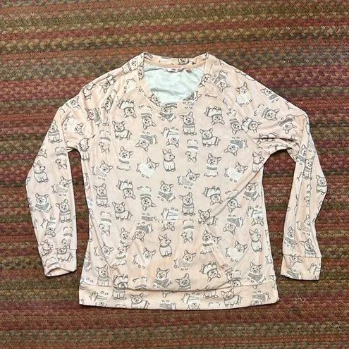 PINK CORGI DOG PUP FLEECE PULLOVER SWEATER