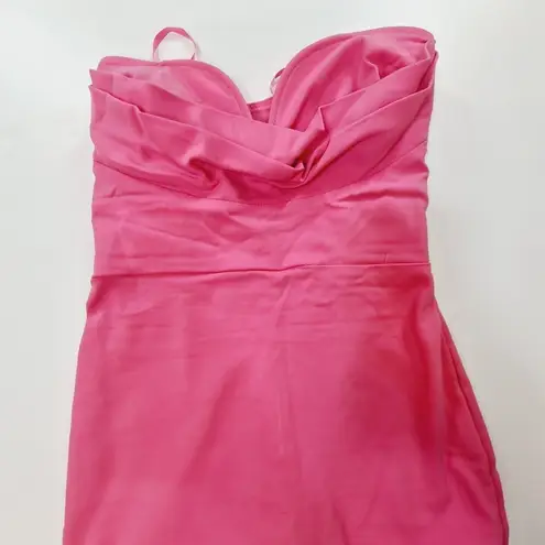 MORE TO COME Sophia Strapless Midi Dress in Pink Small