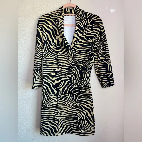 J. McLaughlin Zebra Animal Print Catalina Cloth Stretch Faux Wrap Dress M