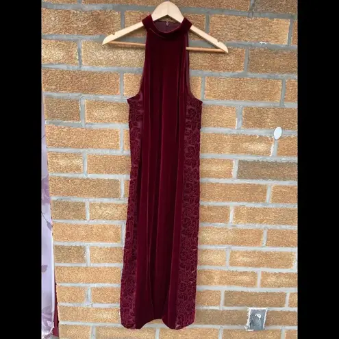 Galvan London Rosa Velvet Midi Dress size 6 Red