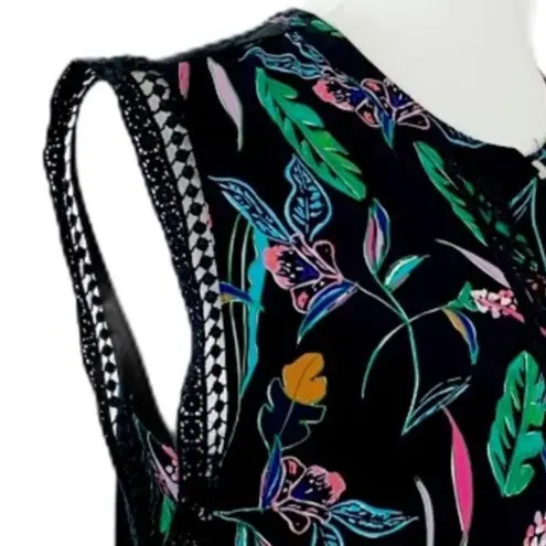 A New Day  Target Blouse NEW Black Green Pink Tropical Floral Top Women's Medium