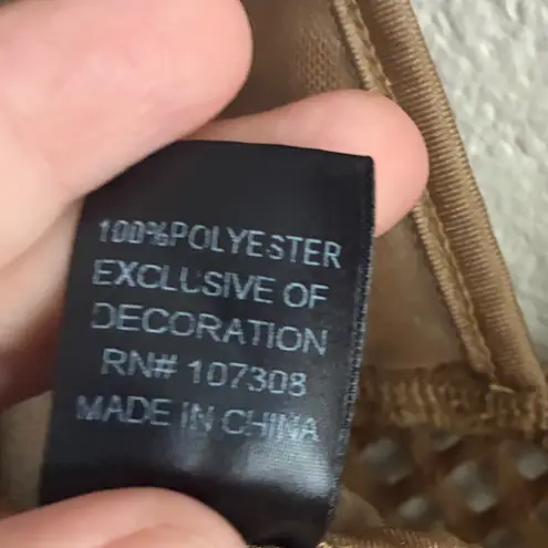 Windsor  Tan Mesh Cut Outs One-Piece Bodysuit S