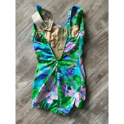 Roxanne Body Slimmer Swimsuit Bra Size 36DD Vintage 60s Floral One Piece Pinup Pink