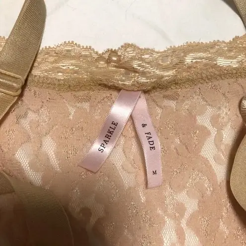 Sparkle & Fade Urban Outfitters Nude Cream Lace Slip Purple Bow Size Medium