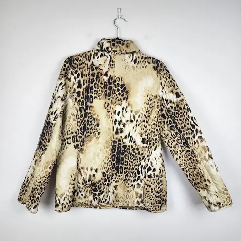 Dana Buchman Quilted Jacket Animal Print Leopard Lightweight Blazer Size M