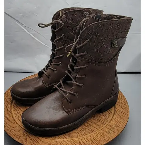 Jambu Encore Hemlock Brown Vegan Leather Felt Floral Embroidered Winter Boots 9