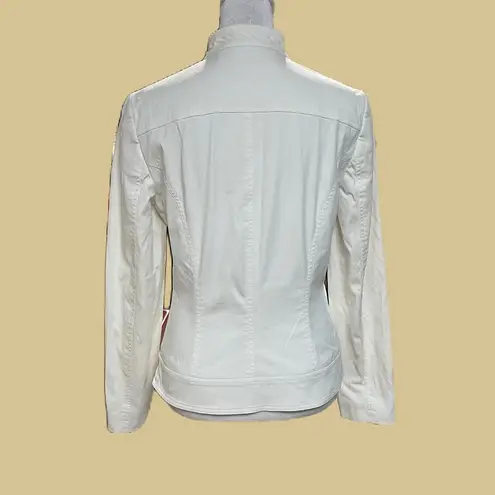 Hilton Hollis White Zip Front Crew Neck Blazer / Jacket Size 2