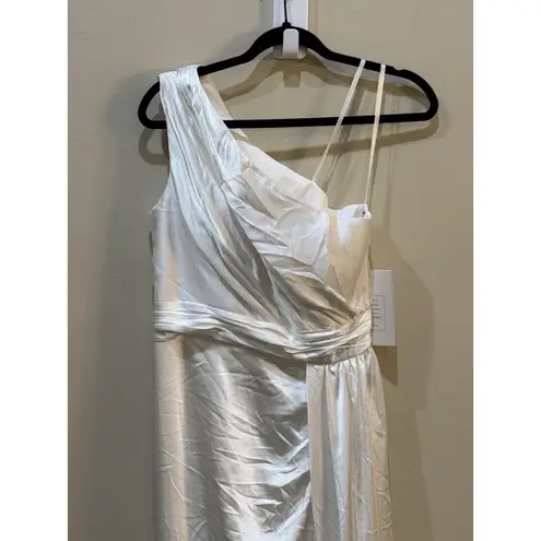 Mac Duggal Mac Diggal White One Shoulder Cutout Charmeuse Gown Satin Size 8