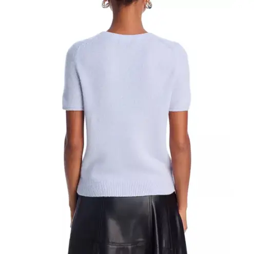 C by Bloomingdales Cashmere Short Sleeve Top Sweater Crew Neck Periwinkle M Purple Size M