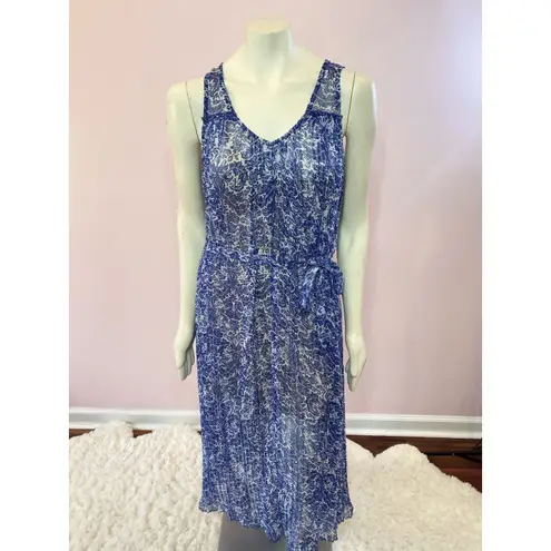 Others Follow Blue and White Paisley Dress w/ Pleats