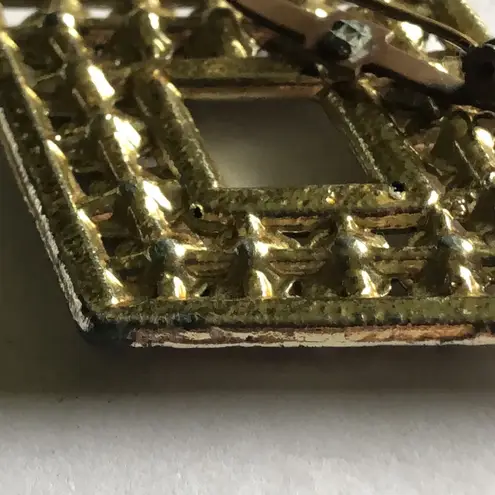 Vintage AB Rhinestone Geometric Brooch Silver