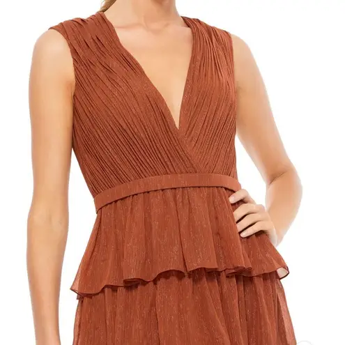 Mac Duggal 49287 Womens Sparkle Ruffle Layered Maxi Gown Dress