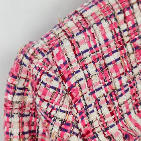 House of Harlow Tweed Cropped Jacket in Candy Pink Women Size L Retails $279