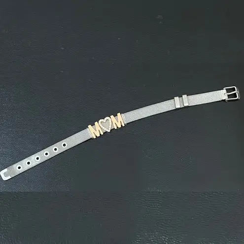 MOM Stainless Steel Mesh Slider Belt Buckle Clasp Bracelet 22.1g