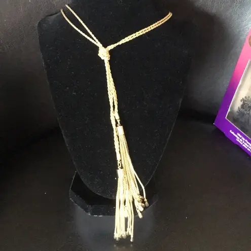 Adrienne Vittadini Gold Classy Long Rope Chain Tassels Necklace