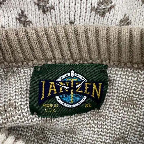 Jantzen Vintage Cream and Taupe Pullover Sweater Xlarge