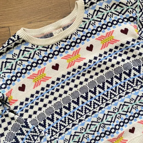 Maison Jules Heart Pullover Knitted Sweater Size Large