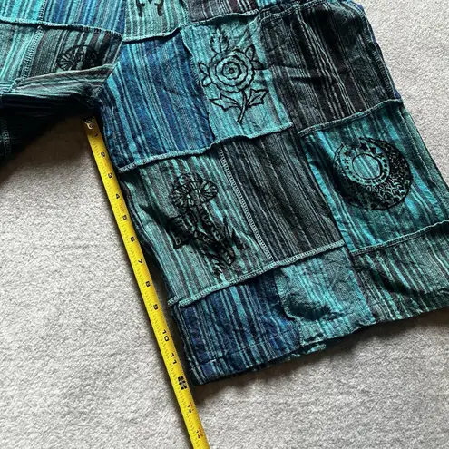 NWT Ananta Romper Woman's L/XL Patchwork Teal Blue Black Pockets Boho Hippie Size undefined