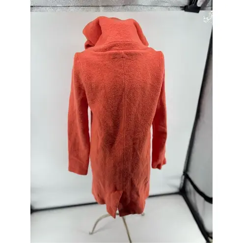 Anthropologie Moth Orange Boiled Wool Hooded Cowl Neck Coat Womens Size XS