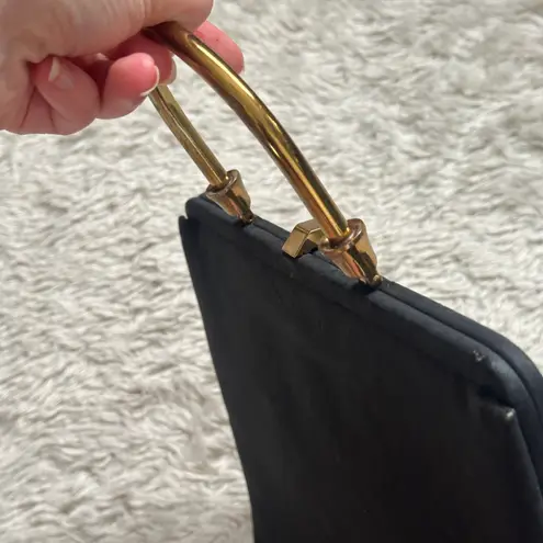 Chic Vintage 1950's MCM Mid Century Modern Black Handbag Purse Evening Bag