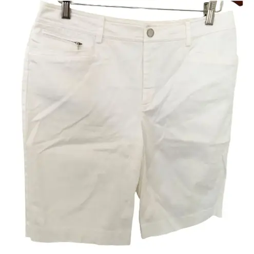 Ralph Lauren Lauren  White Cotton Bermuda Shorts Sz 10 (small flaw)