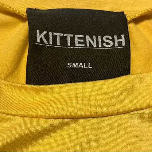 Kittenish Women Size Small Yellow Cropped Crop Top Short Sleeve Shirt Tee Preppy