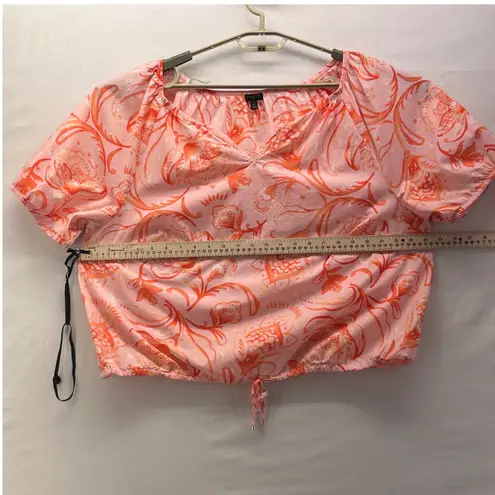 Talbots Crop Floral Top Pink Peach 1X