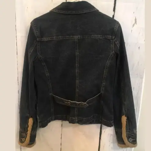 French Cuff Small Zip Up Denim Blue Jean Jacket