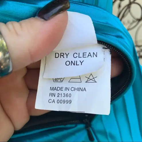 Mori Lee Y2K beaded sequin halter prom dress maxi gown teal black 5/6