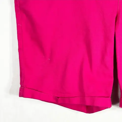 Woman Within Plus Size 26W Shorts Hot Pink Pockets 11 Inch Cuffed Stretch 1155
