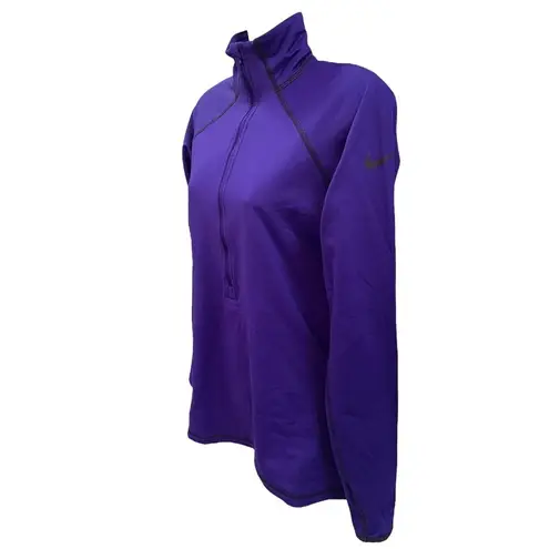 Nike  Pro Shirt Womens Purple 1/4 Zip DriFit Mock Neck Stretch Long Sleeve Medium