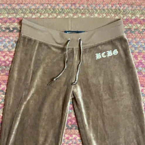 BCBGMAXAZRIA RETRO Y2K BROWN VELVET VELOUR TRACK PANTS