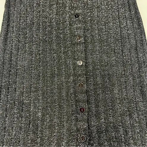 Enza Costa lurex sweater rib cardigan midi dress in BLACK/SILVER Black