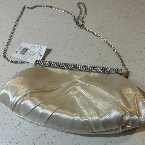 David’s Bridal Soft Pleated Clutch with Crystal Clasp NWT