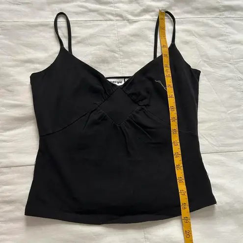 Energie Y2K Black crop babydoll cami top seaming detail Size large