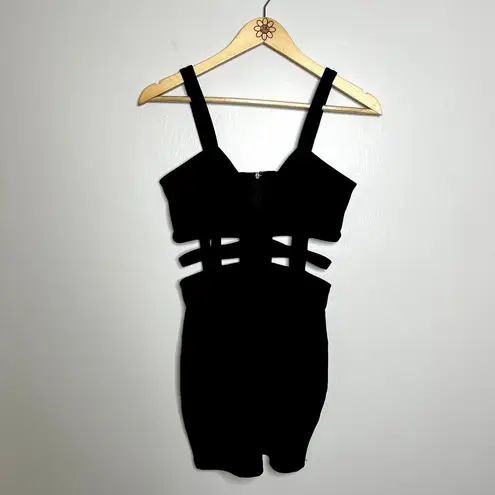 Tobi  Black Caged Cutout Mini Dress