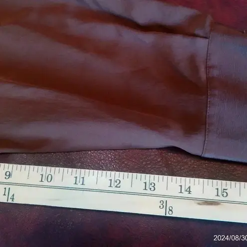 Diane Gilman 100% Silk Blouse Womens Size L Safari Long Sleeve Sequins Brown