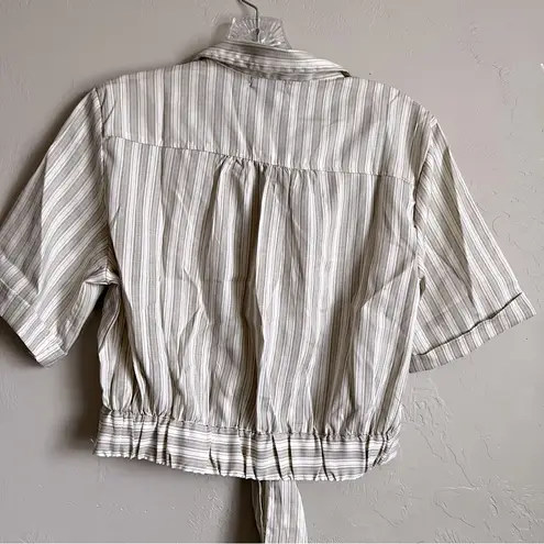 Style House NWT Safari Striped Tie Front Crop Top Blouse